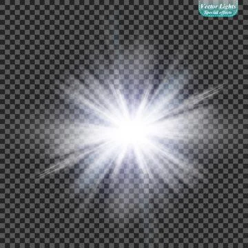 The sun's light effect. Sun rays Illustrazione stock