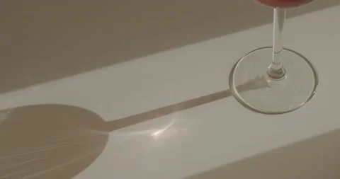 The sun's rays are refracted through a wine glass Stock Footage 186722999