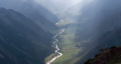 The Suns Rays in a Deep Gorge 4K Stock Footage 61412415