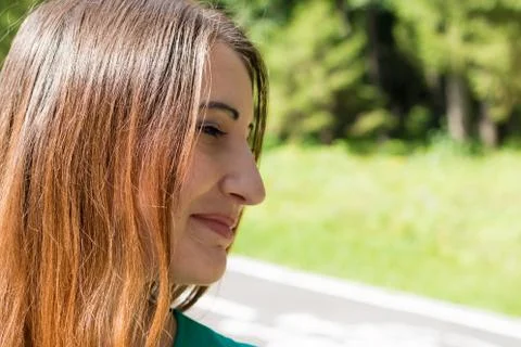 The Sun's rays fall on the beautiful face of a model Stock Photos