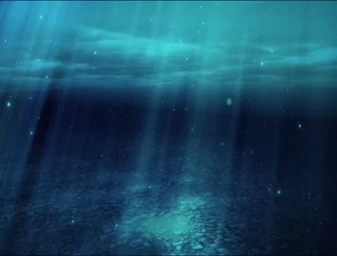 The sun's rays fall to the bottom under water Stockbeeldmateriaal 146636931