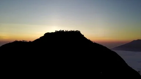 The sun's rays seep through the clouds, amazing flying on a quadrocopter Video stock 82977195