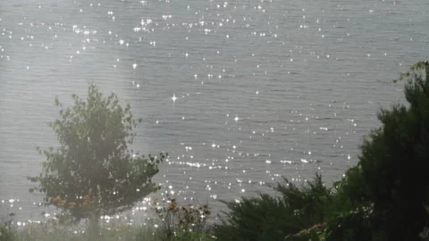 The sun's rays sparkle on the water surface Stock Footage 130350816