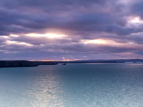 The Sun's Rays on the storm sky - view from Wheal Coates Stock Footage 145835349
