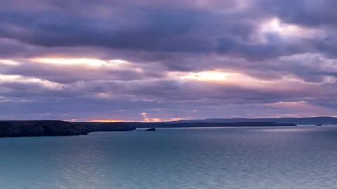 The Sun's Rays on the storm sky - view from Wheal Coates Stock-Footage 145835997