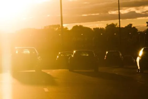 Sun’s rays striking the windshield - DANGER ! Stock Photos