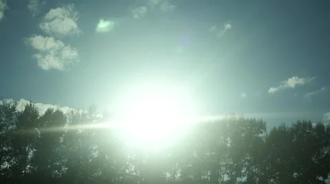 The sun's rays on the tops of the trees in motion Video stock 66427657