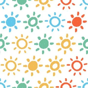 Suns Seamless Pattern. Vector seamless dithering pixel style pattern Stock Illustration