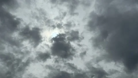 The Sun's Shining From A Hole Of Moving Clouds With Silhouette Birds Flying Stock Footage 283465676