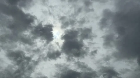 The Sun's Shining From A Hole Of Moving Clouds With Silhouette Birds Flying Stock Footage 283465752