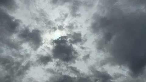 The Sun's Shining From A Hole Of Moving Clouds On Murky Cloudy Sky Stock Footage 283466820