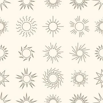 Suns in the sky seamless pattern 库存插图