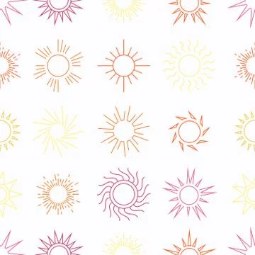 Suns in the sky seamless pattern Stock Illustration