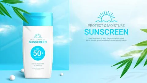 Sunscreen ad background template Stock Illustration