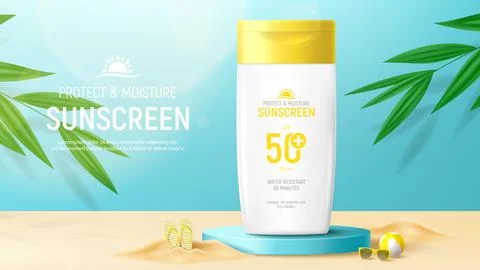 Sunscreen ad banner template ad banner template Stock Illustration
