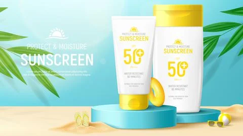 Sunscreen ad banner template ad banner template Stock Illustration