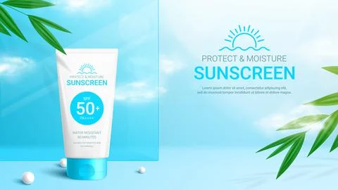 Sunscreen ad banner template Stock Illustration