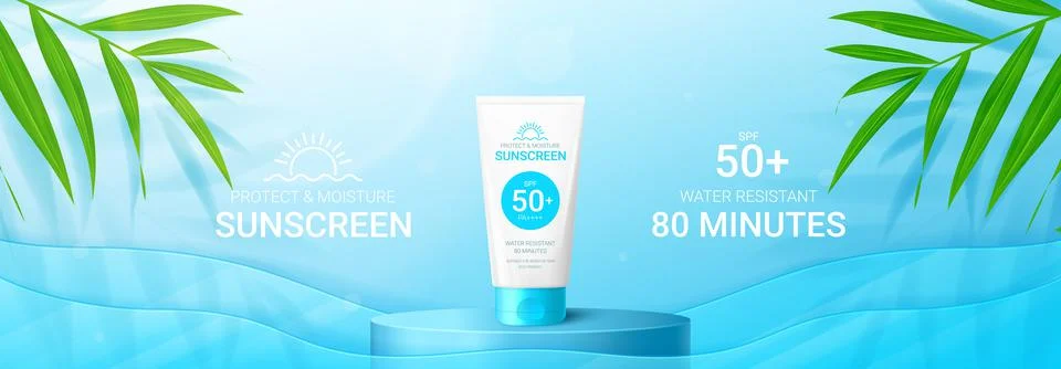 Sunscreen ad banner template Stock Illustration