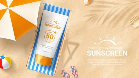 Sunscreen ad banner template Stock Illustration