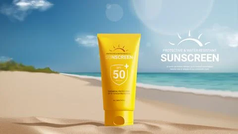 Sunscreen ad banner template Stock Illustration