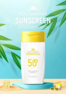 Sunscreen ad flyer template Stock Illustration