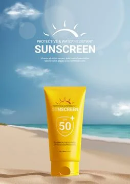 Sunscreen ad poster template Stock Illustration