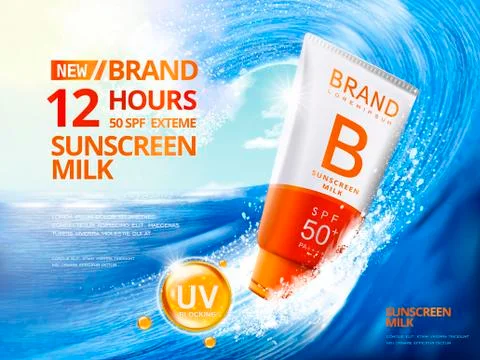 Sunscreen ads template Stock Illustration