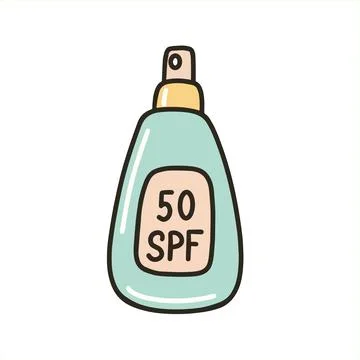 Sunscreen body spray. Packaging of sunscreen. Illustrazione stock
