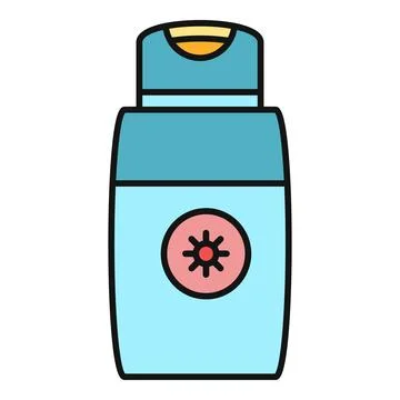 Sunscreen bottle protecting skin from uv rays icon Stock Illustration