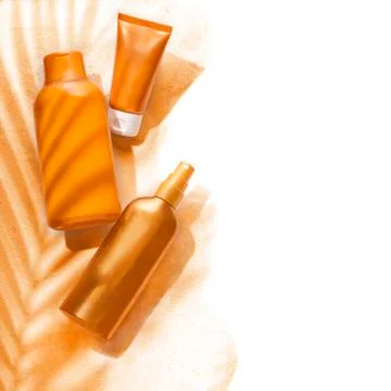 Sunscreen containers Stock Photos