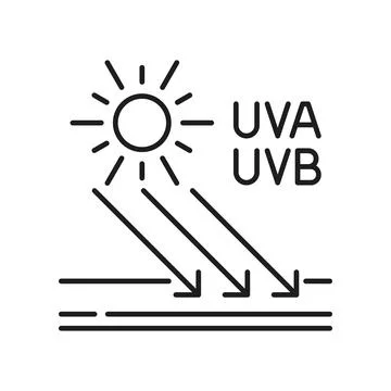 Sunscreen cosmetics. UVA UVB sun rays reflection Stock Illustration