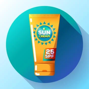 Sunscreen cream icon flat Illustrazione stock