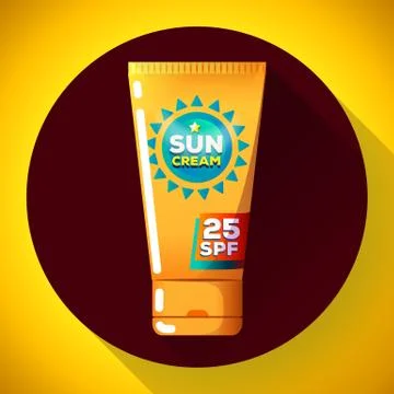 Sunscreen cream icon flat Stock Illustration
