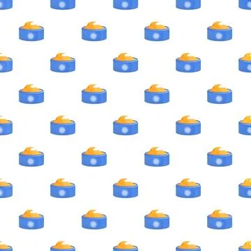 Sunscreen cream jars repeat pattern seamless background Illustrazione stock