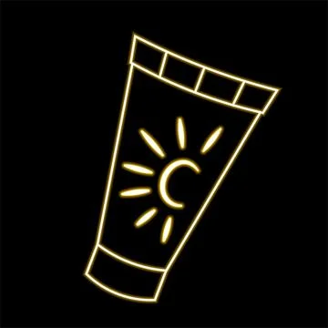 Sunscreen Cream in neon effect Stock Illustration
