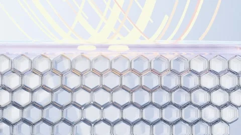 Sunscreen Cream or serum drop, Ultraviolet shield reflect UV sun light, Hexagon Video stock 279305839