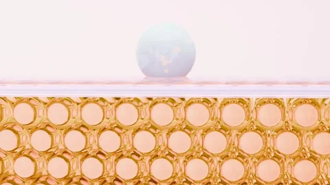 Sunscreen Cream or serum drop, Ultraviolet shield reflect UV sun light, Hexagon Stockbeeldmateriaal 279503515