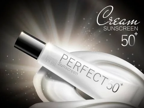 Sunscreen cream package design 스톡 일러스트