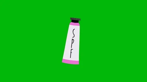 Sunscreen Cream SPF Animation Green Screen Видео 345096488