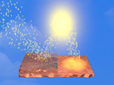 Sunscreen deflecting light from skin, skin absorbs light from sun Видео 75249749