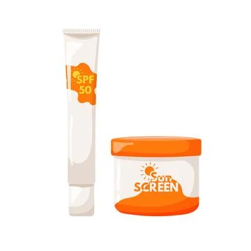 Sunscreen for face and body. Moisturizing and protecting the skin from the Stock Illustration