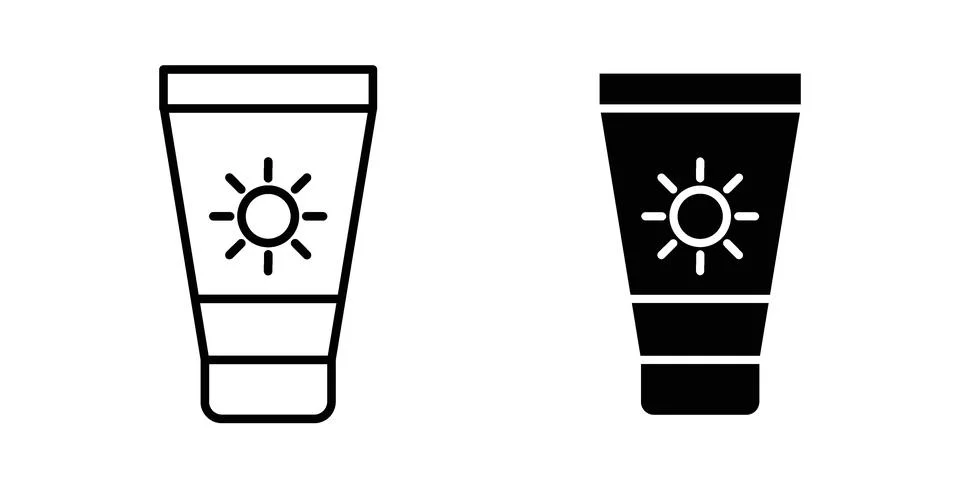 Sunscreen icon bundle for website design projects Stock Illustration