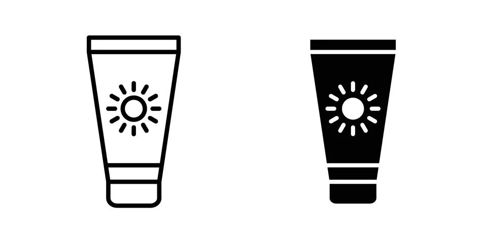 Sunscreen icon vector concepts, line and silhouette style Stock Illustration