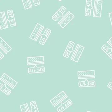 Sunscreen layer on skin line vector seamless pattern Stock Illustration