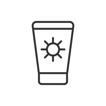 Sunscreen, in line design. Sunscreen, sunblock, UV protection, sun cream, SPF Stock Illustration