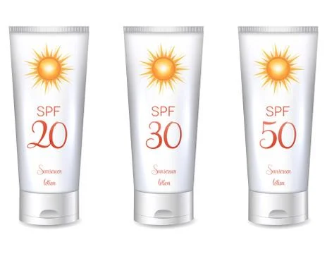 Sunscreen lotion bottles Stock Illustration