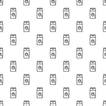 Sunscreen lotion bottles seamless pattern protecting skin from uv rays 库存插图