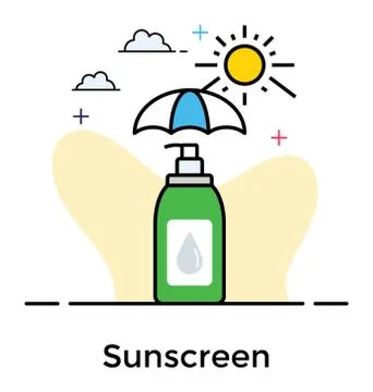 Sunscreen lotion icon design, flat vector Stock Illustration