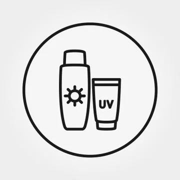 Sunscreen. Lotion. Icon. Vector. Editable Thin line. Stock Illustration