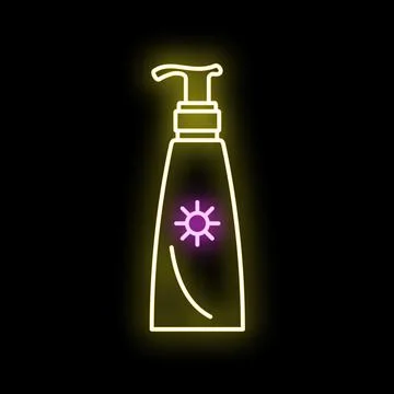 Sunscreen lotion pump bottle neon glow 스톡 일러스트